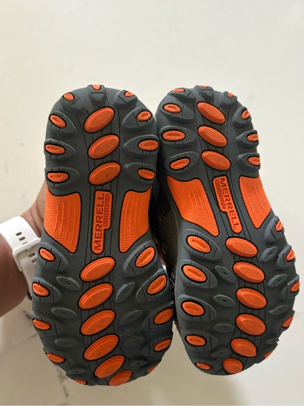 Merrell Kids Gray and Orange Slip-On Athletic Sneakers